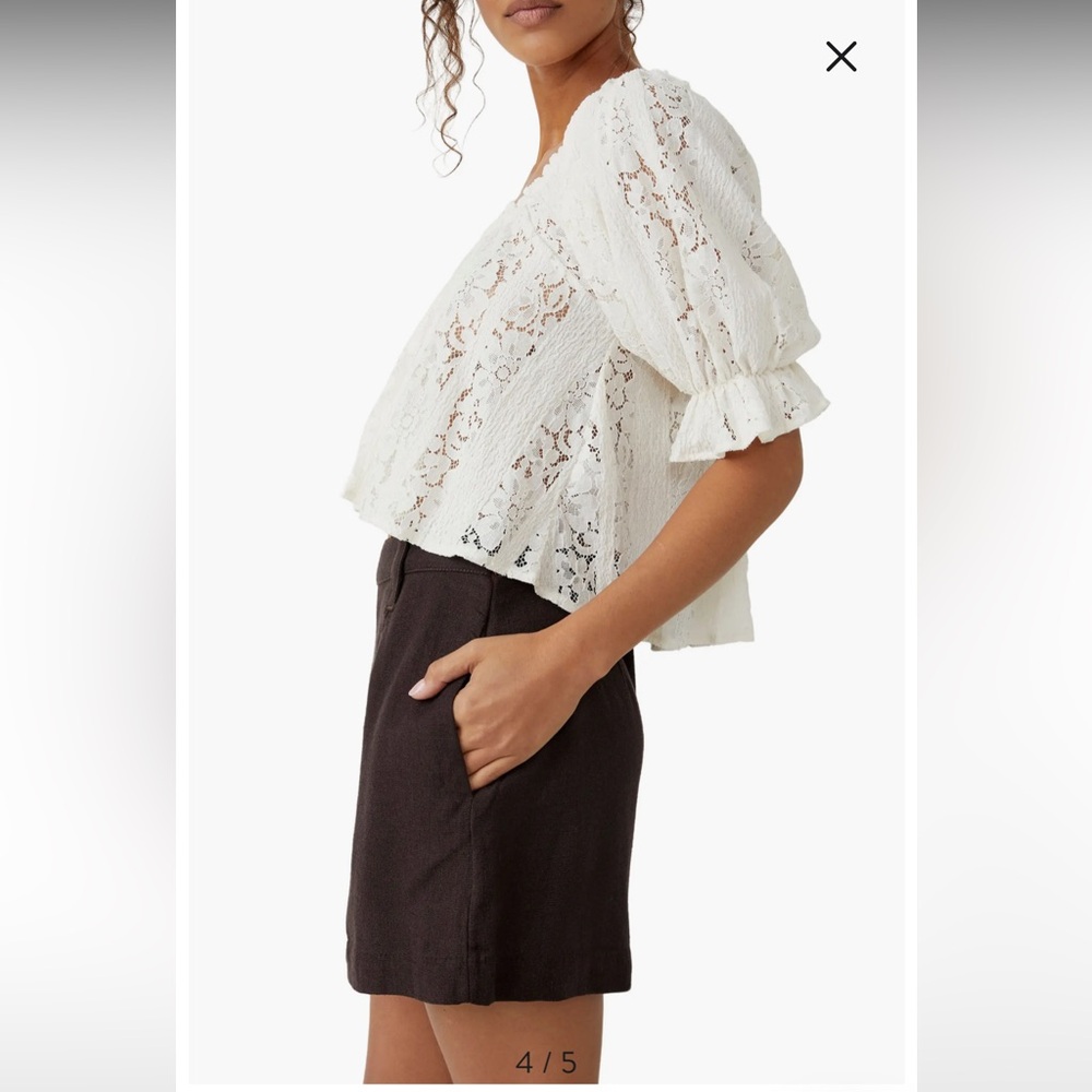 FREE PEOPLE WOMEN'S STACEY LACE CROPPED SHIRT - Picture 11 of 14